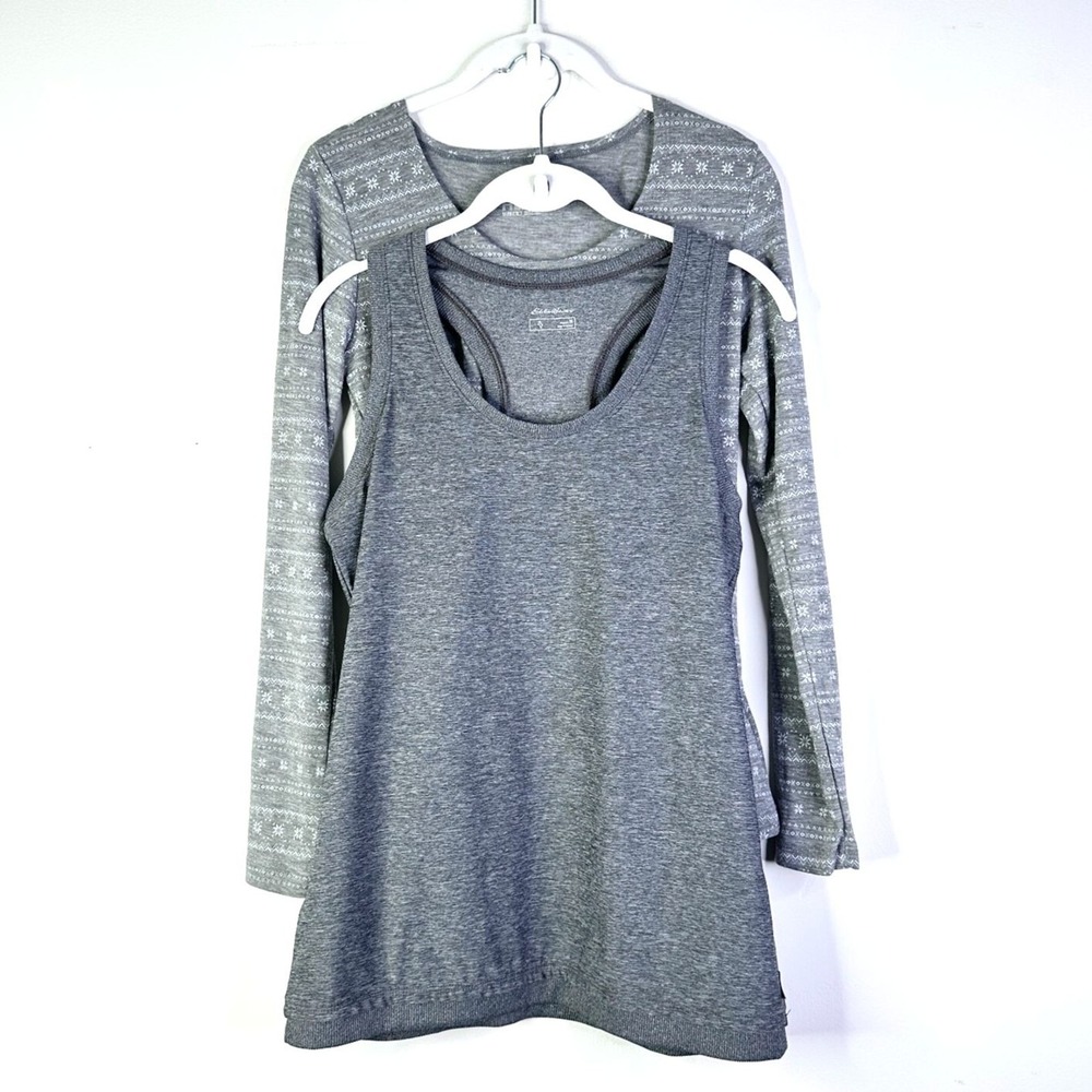 Eddie Bauer + 32 Degree Top Women M Gray Lot of 2 Bundle Racerback Performance